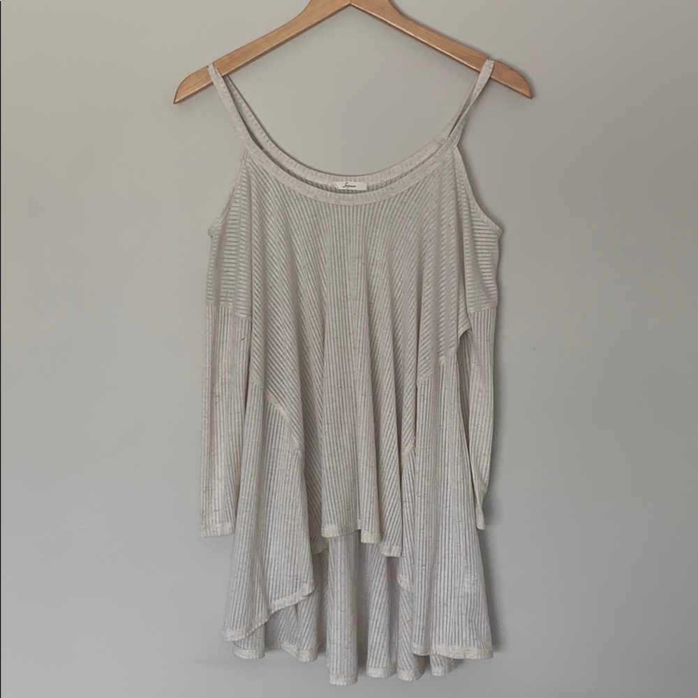Cream sweater with shoulder cut outs